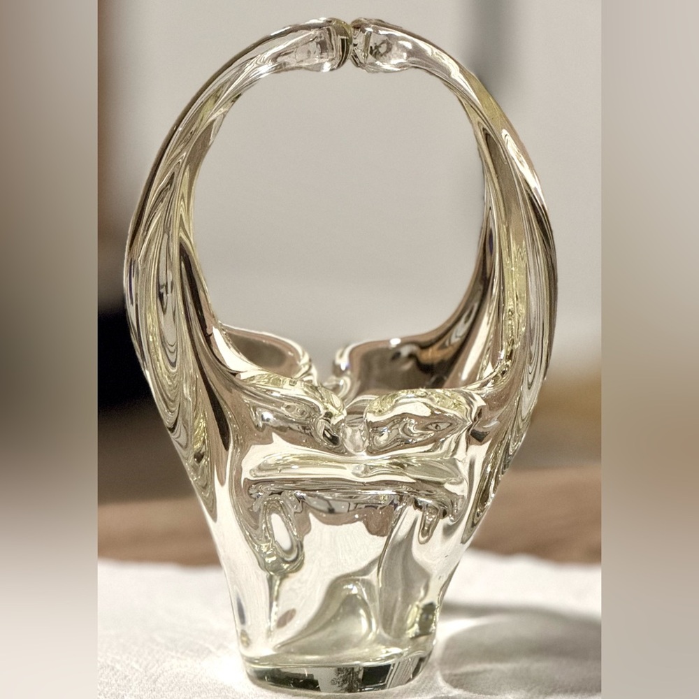 Murano Style Glass HAND BLOWN Basket MCM Abstract Art